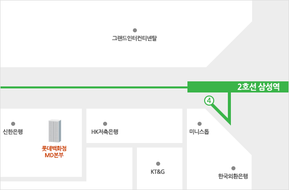 2호선 삼성역 4번 출구 KB국민은행 방향으로 약 192m 직진 후, 섬유센터 빌딩에 위치해 있고 상담실은 14층에 있습니다.
